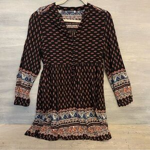 EarthBound Trading Co Boho Black Paisley‎ Print Tunic Dress XL Good Condition